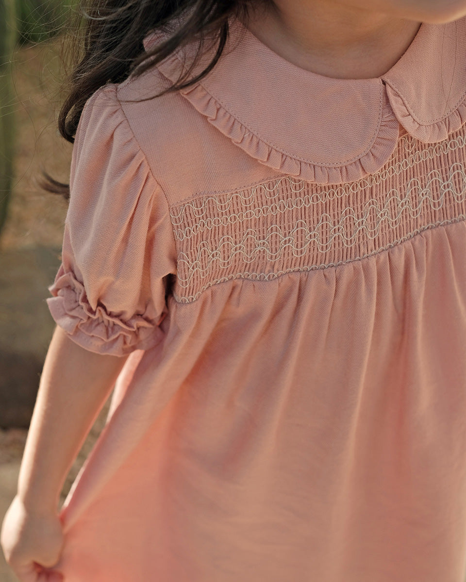 Zelda Smock Dress in Peach