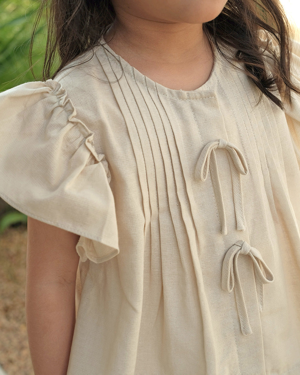 Sienna Pleats Top in Almond