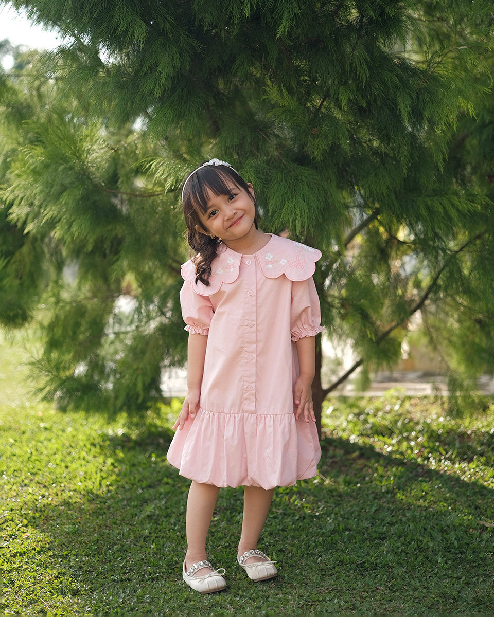 Catalina Embroidery Dress in Pink