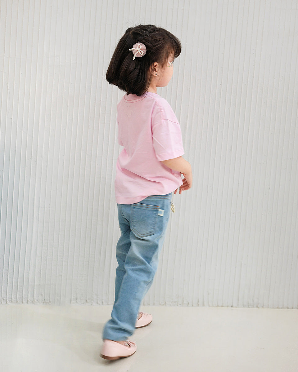 Ribbon T-shirt Girl in Pink