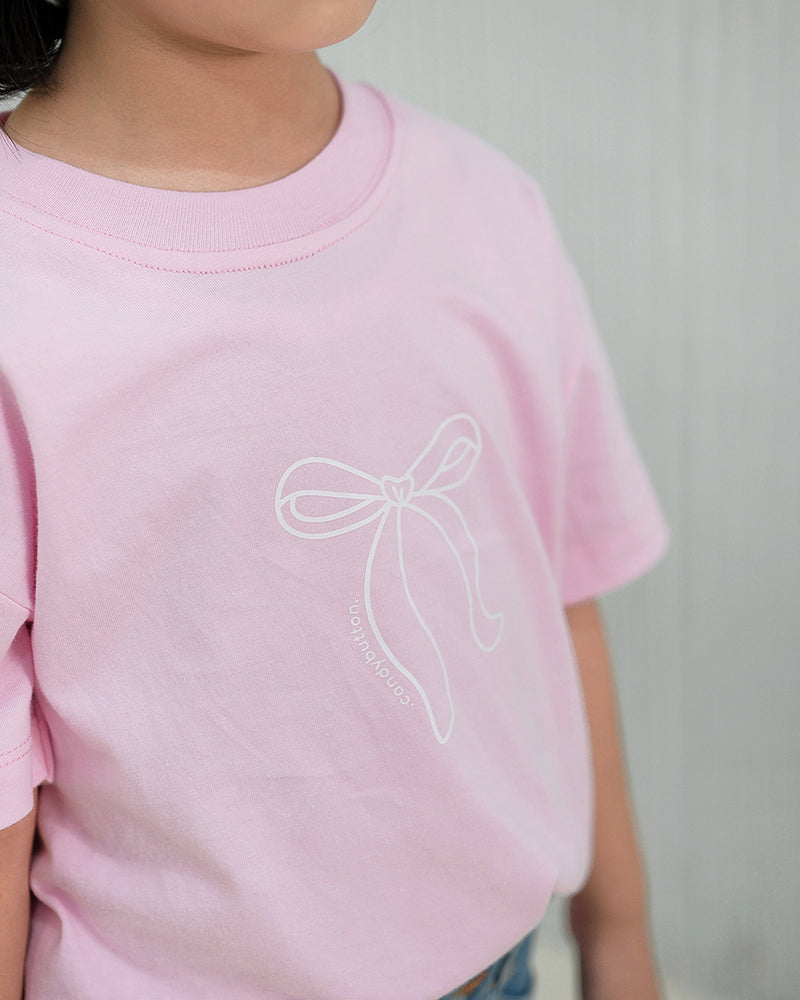 Ribbon T-shirt Girl in Pink