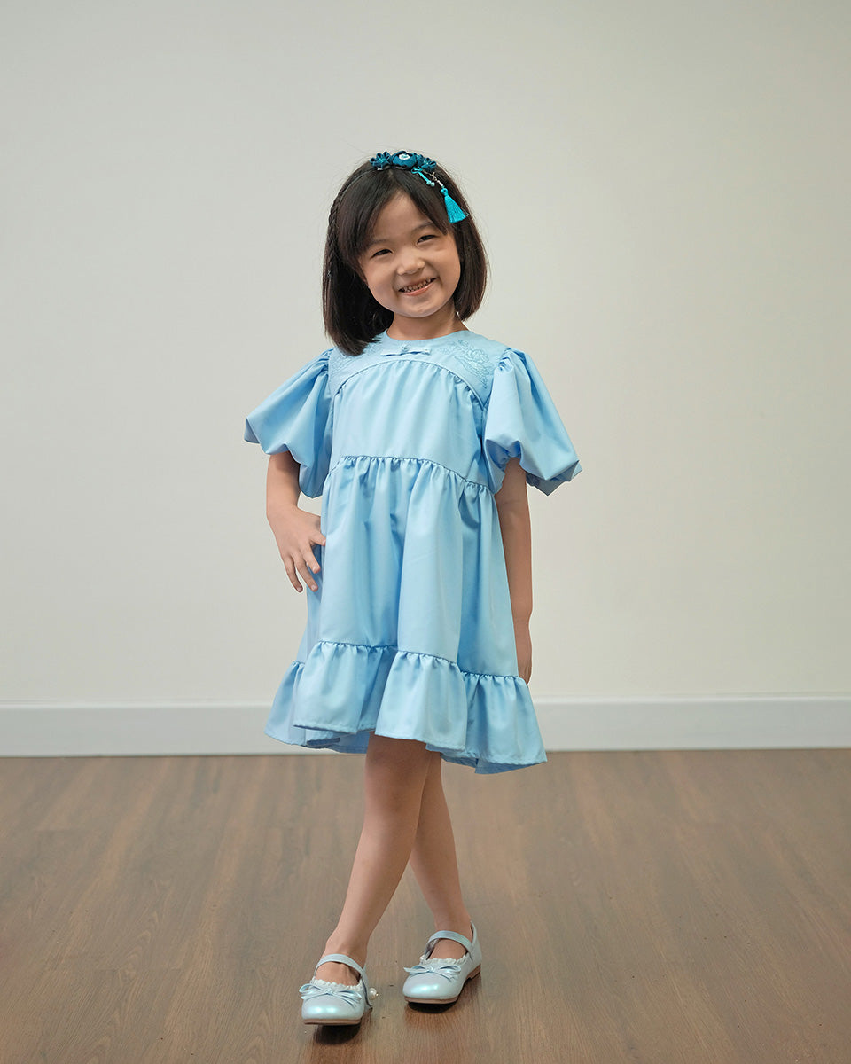 Florescence Qipao Dress in Baby Blue