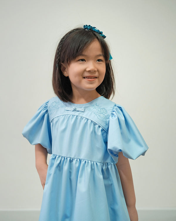 Florescence Qipao Dress in Baby Blue