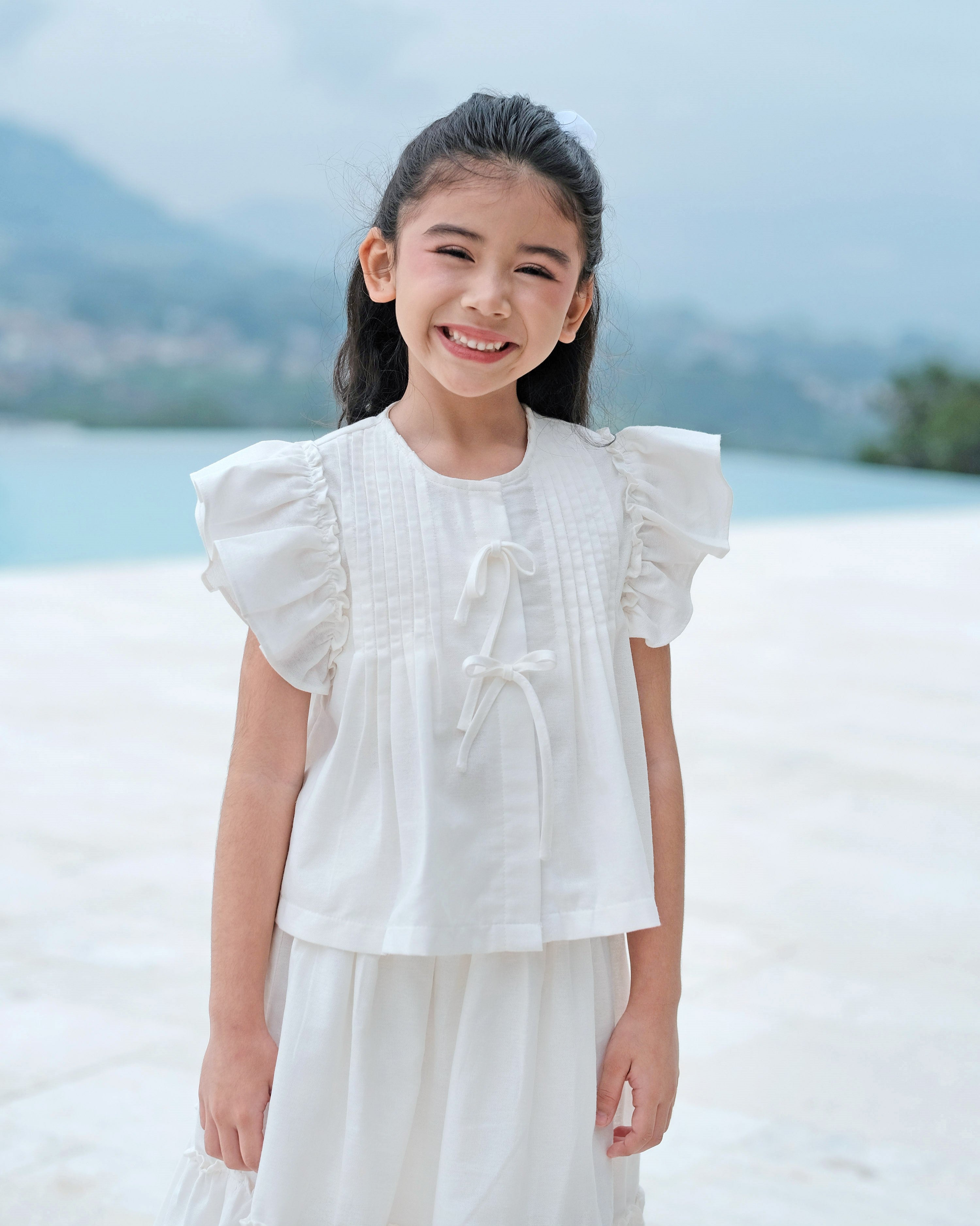 Amalia Pleated Blouse in Broken White